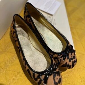 Coach Tan and Black Leopard Ballet Flats - NIB